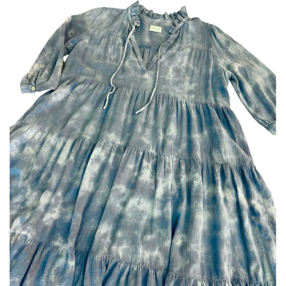 Honorine Women's Giselle Blue Tie-Dye Boho Trapeze Dress Medium - Picture 8 of 11